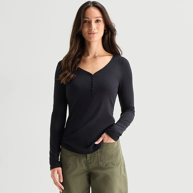 a.n.a Womens Tall Long Sleeve Regular Fit Henley Shirt