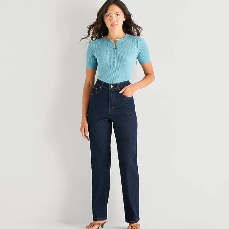 a.n.a Womens Tall Mid Rise Straight Leg Jean