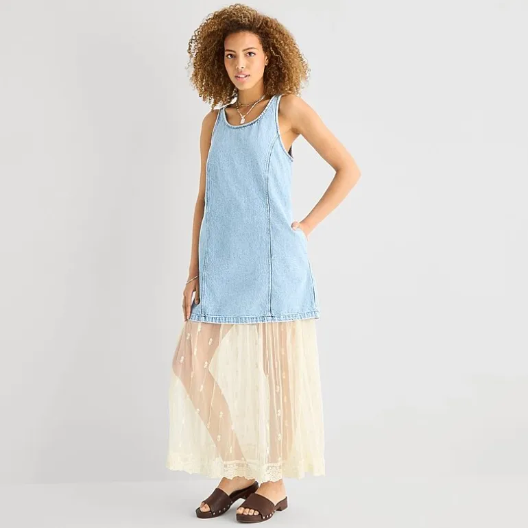 a.n.a Womens U Neck Sleeveless A-Line Dress