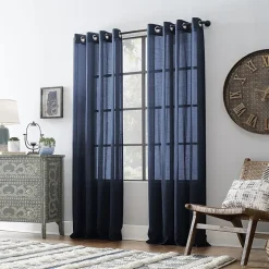 Archaeo Akari Slub Textured Linen Blend Grommet Top Sheer Single Curtain Panel