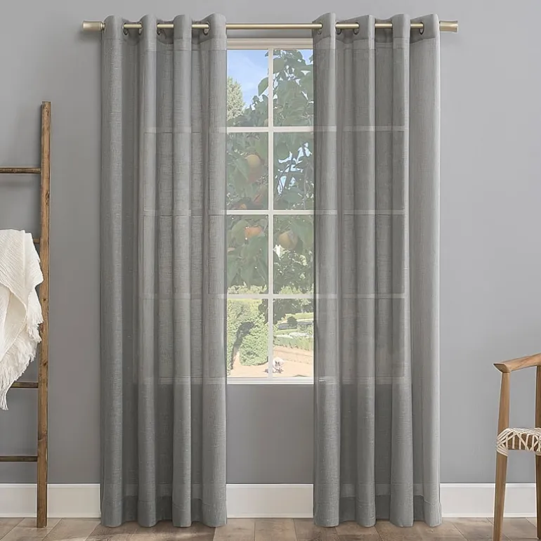 Archaeo Akari Slub Textured Linen Blend Grommet Top Sheer Single Curtain Panel