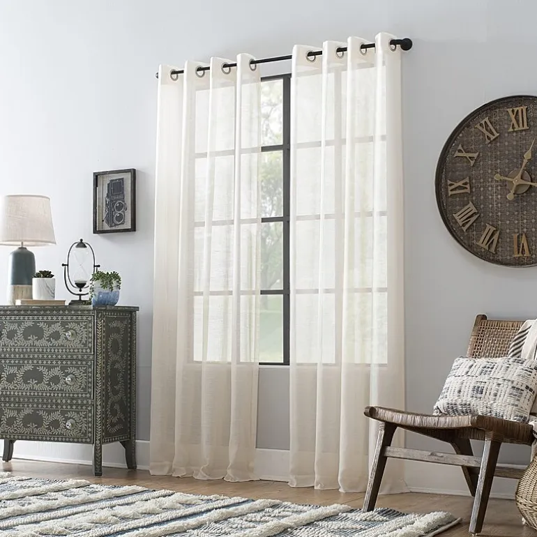 Archaeo Akari Slub Textured Linen Blend Grommet Top Sheer Single Curtain Panel