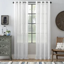 Archaeo Akari Slub Textured Linen Blend Grommet Top Sheer Single Curtain Panel