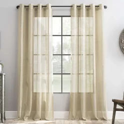 Archaeo Akari Slub Textured Linen Blend Grommet Top Sheer Single Curtain Panel