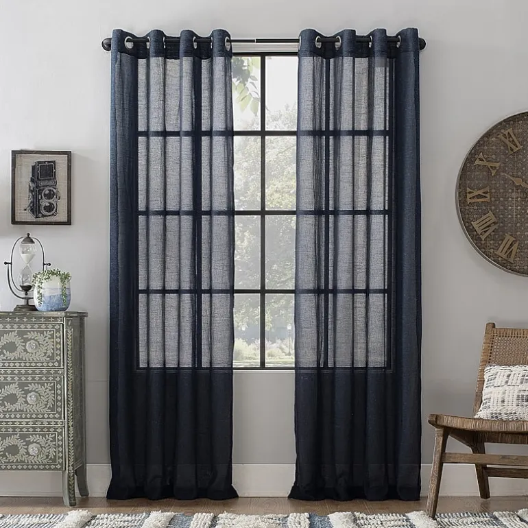 Archaeo Akari Slub Textured Linen Blend Grommet Top Sheer Single Curtain Panel