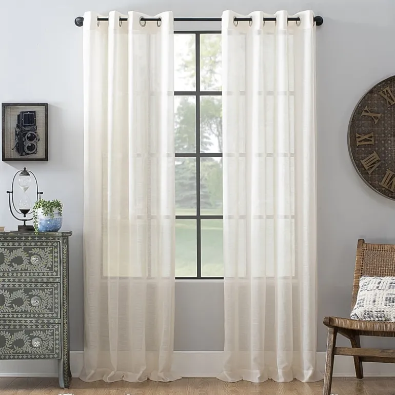 Archaeo Akari Slub Textured Linen Blend Grommet Top Sheer Single Curtain Panel