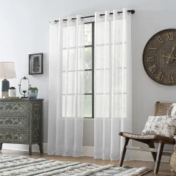Archaeo Akari Slub Textured Linen Blend Grommet Top Sheer Single Curtain Panel
