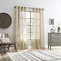 Archaeo Akari Slub Textured Linen Blend Grommet Top Sheer Single Curtain Panel