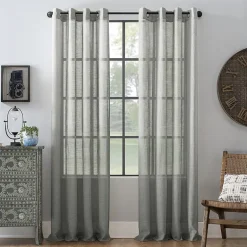 Archaeo Akari Slub Textured Linen Blend Grommet Top Sheer Single Curtain Panel