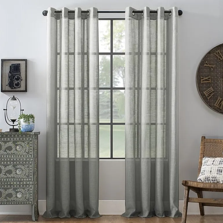 Archaeo Akari Slub Textured Linen Blend Grommet Top Sheer Single Curtain Panel