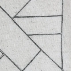 Archaeo Jigsaw Embroidery Linen Blend Rod Pocket Sheer Single Curtain Panel