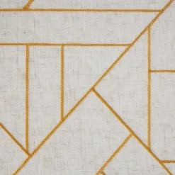 Archaeo Jigsaw Embroidery Linen Blend Rod Pocket Sheer Single Curtain Panel