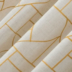 Archaeo Jigsaw Embroidery Linen Blend Rod Pocket Sheer Single Curtain Panel