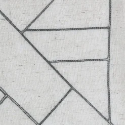 Archaeo Jigsaw Embroidery Linen Blend Rod Pocket Sheer Single Curtain Panel