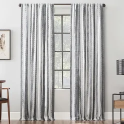 Archaeo Slub Texture Stripe Cotton Rod Pocket Light-Filtering Single Curtain Panel