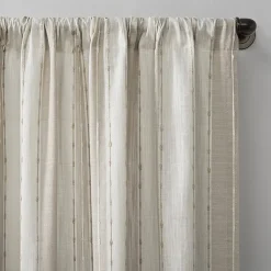 Archaeo Slub Texture Stripe Cotton Rod Pocket Light-Filtering Single Curtain Panel