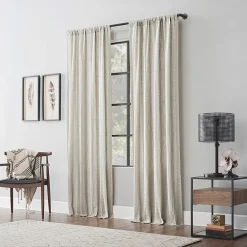 Archaeo Slub Texture Stripe Cotton Rod Pocket Light-Filtering Single Curtain Panel