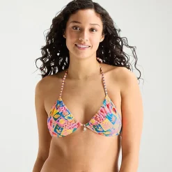Arizona Adjustable Straps Juniors Triangle Bikini Swimsuit Top