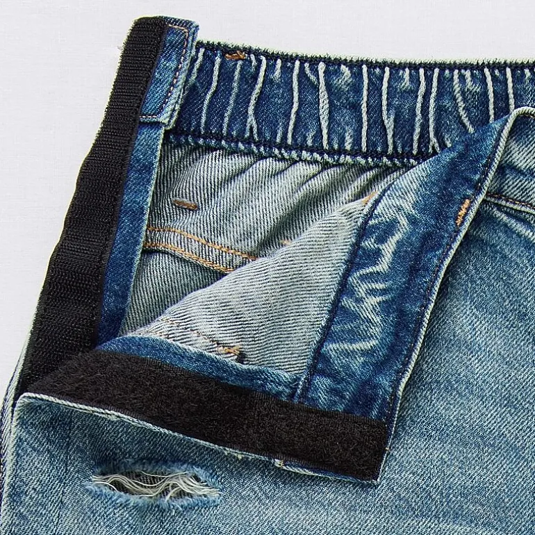 Arizona Airy Drape Womens Juniors Low Rise Adaptive Easy-on + Easy-off Baggy Fit Jean