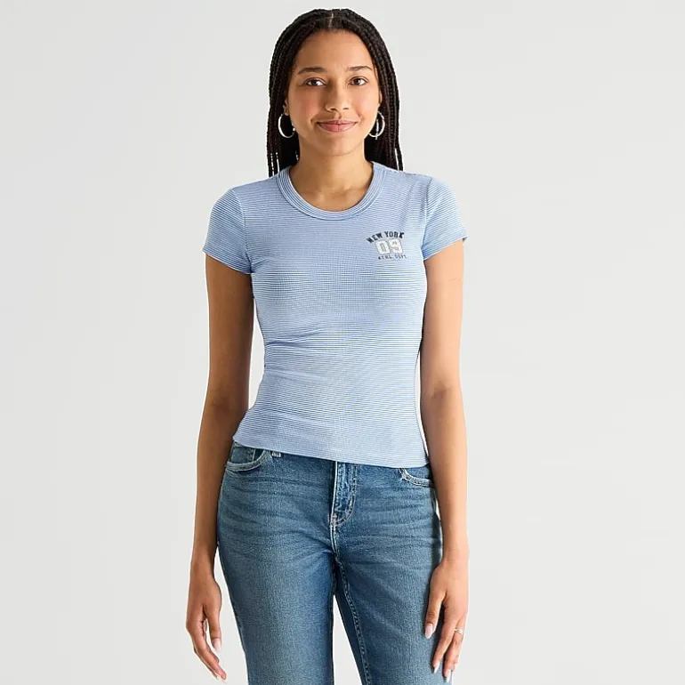 Arizona Baby Womens Juniors Crew Neck Short Sleeve T-Shirt