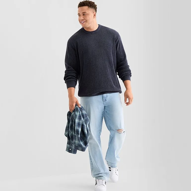 Arizona Big and Tall Mens Crew Neck Long Sleeve Pullover Sweater