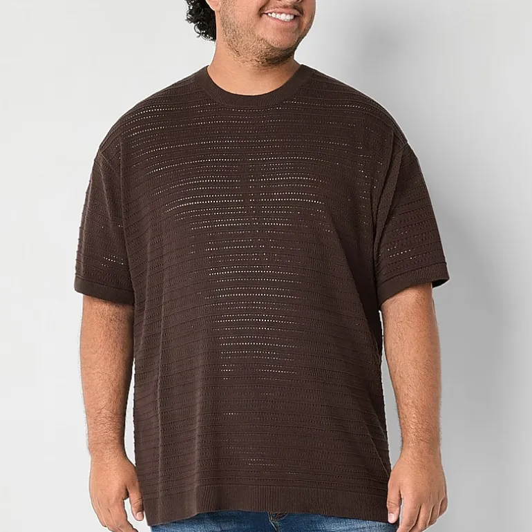 Arizona Big and Tall Mens Crew Neck Short Sleeve Pullover Sweater