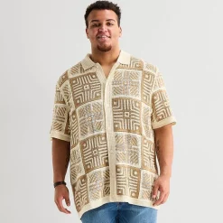 Arizona Big and Tall Mens Short Sleeve Button Polo Sweater