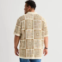Arizona Big and Tall Mens Short Sleeve Button Polo Sweater