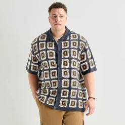 Arizona Big and Tall Mens Short Sleeve Button Polo Sweater