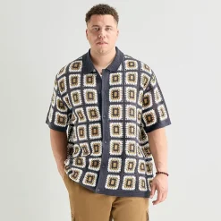 Arizona Big and Tall Mens Short Sleeve Button Polo Sweater