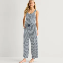 Arizona Body Cloud Kissed Womens Henley Neck Sleeveless Juniors Pajama Top