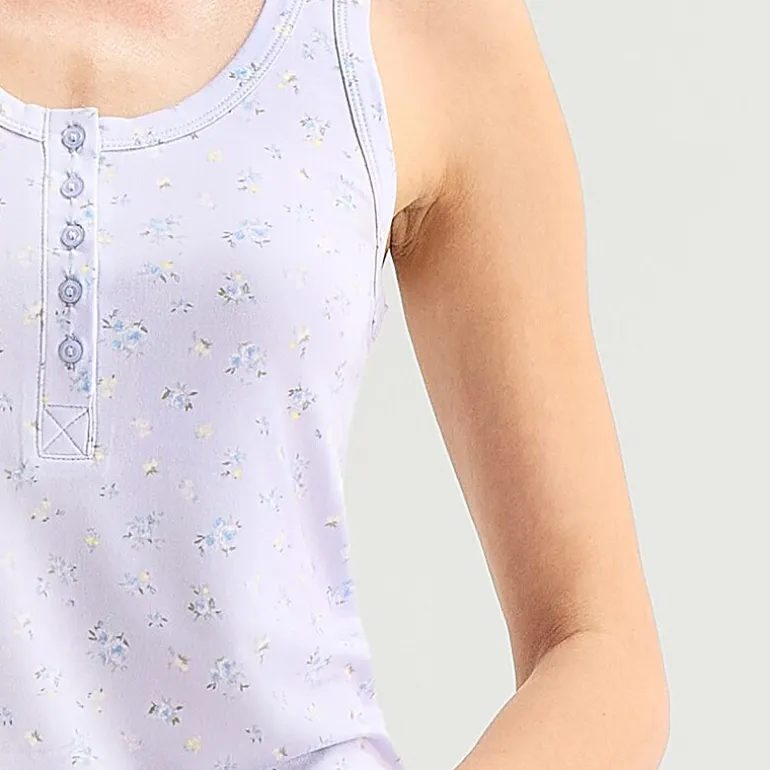 Arizona Body Cloud Kissed Womens Henley Neck Sleeveless Juniors Pajama Top