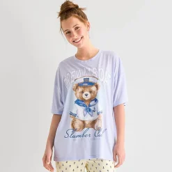 Arizona Body Womens Crew Neck Short Sleeve Juniors Pajama Top