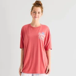 Arizona Body Womens Crew Neck Short Sleeve Juniors Pajama Top