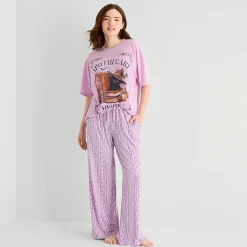 Arizona Body Womens Crew Neck Short Sleeve Juniors Pajama Top