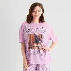 Arizona Body Womens Crew Neck Short Sleeve Juniors Pajama Top