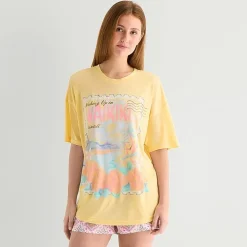 Arizona Body Womens Round Neck Short Sleeve Juniors Pajama Top