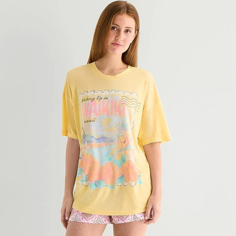 Arizona Body Womens Round Neck Short Sleeve Juniors Pajama Top
