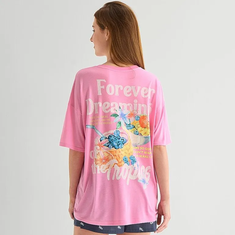 Arizona Body Womens Round Neck Short Sleeve Juniors Pajama Top