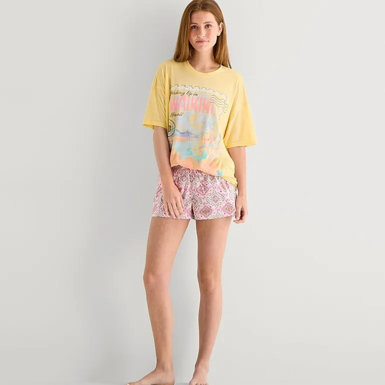 Arizona Body Womens Round Neck Short Sleeve Juniors Pajama Top