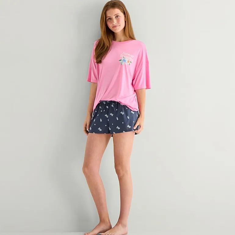 Arizona Body Womens Round Neck Short Sleeve Juniors Pajama Top