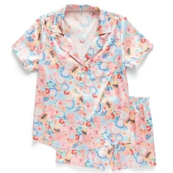 Arizona Body Womens Satin Short Sleeve 2-pc. Juniors Pajama Set