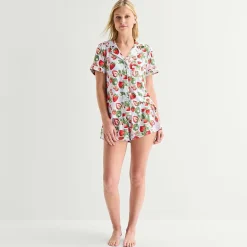 Arizona Body Womens Short Sleeve 2-pc. Juniors Pajama Set