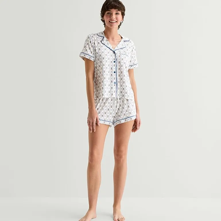 Arizona Body Womens Short Sleeve 2-pc. Juniors Pajama Set