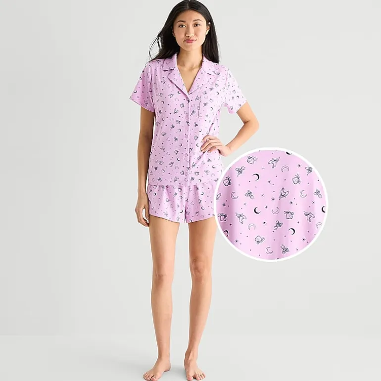Arizona Body Womens Short Sleeve 2-pc. Juniors Pajama Set