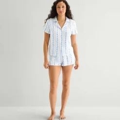 Arizona Body Womens V-Neck Short Sleeve 2-pc. Juniors Pajama Set