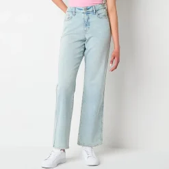 Arizona Curvy Womens Juniors High Rise Straight Leg Jean