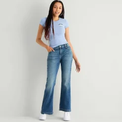 Arizona Curvy Womens Juniors High Rise Bootcut Jean