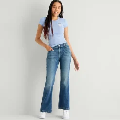 Arizona Curvy Womens Juniors Short High Rise Bootcut Jean