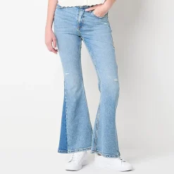 Arizona Curvy Womens Juniors Short High Rise Flare Leg Jean